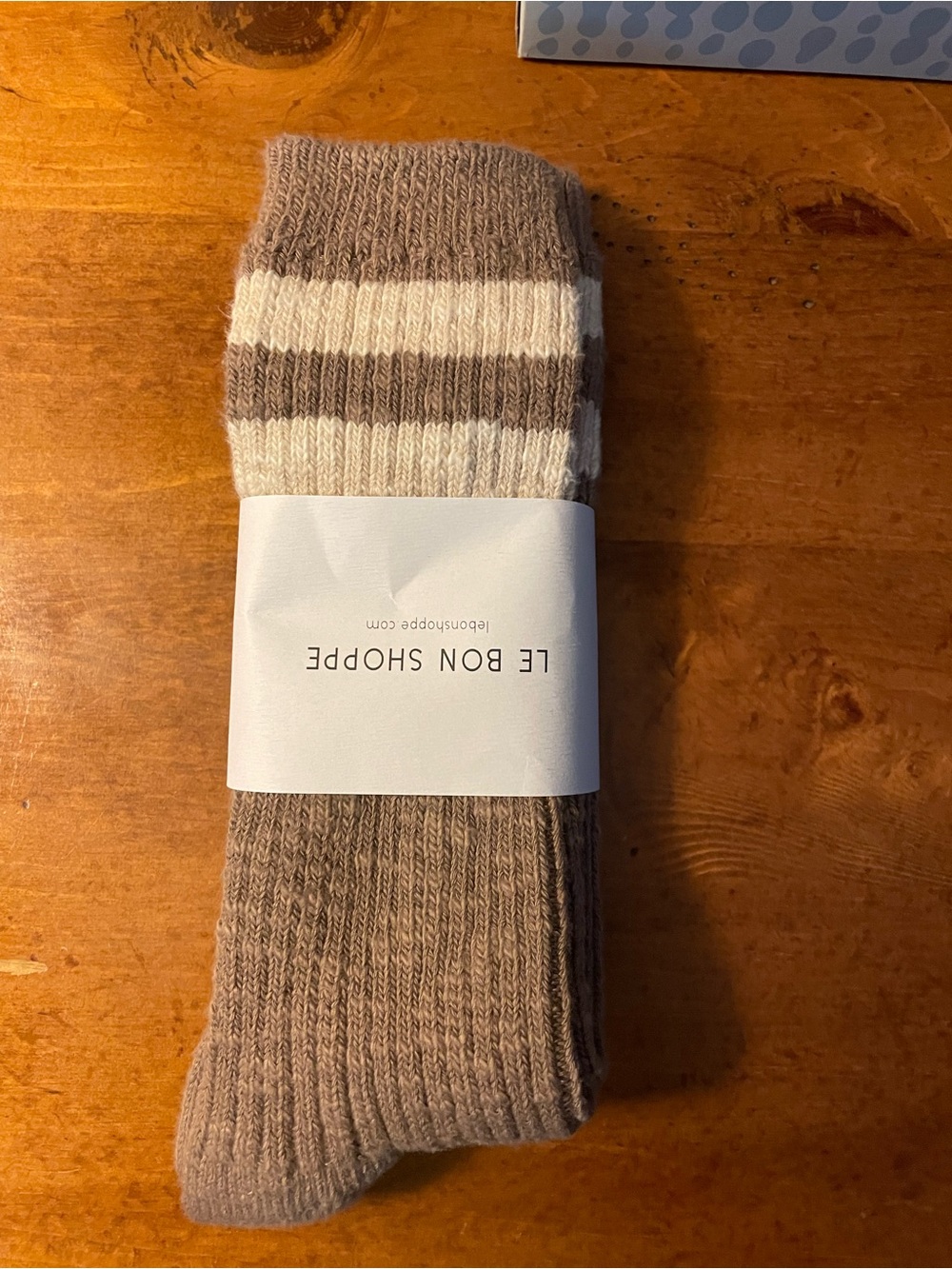 Le Bon Shoppe Cottage Varsity Socks. Flax Tan Brown